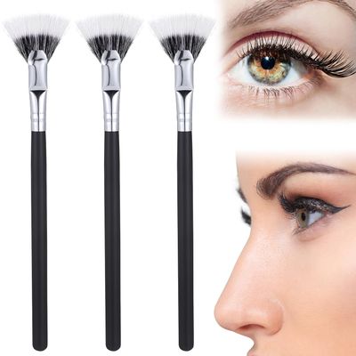FESTFENDS 3pcs Folding Angle Fan Shaped Lash Fan Brushes with Comfortable Handles for Mascara Application and Precise Eyelash Separation Soft Dense Fibers for Natural and Extended Lashes