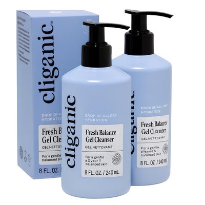Cliganic Hydrating Gel Cleanser with Triple Botanical Complex Gentle Face Wash with Jojoba Rosehip Argan Oils Removes Makeup & Impurities Aloe Vera Glycerin for Balanced Glowing Skin 8oz 2 PACK