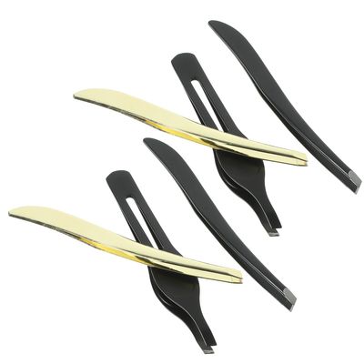 Cabilock Stainless Steel Eyebrow Tweezers Mini Clip Makeup Tool for Women Portable Precise Hair Removal with Ergonomic Handle Black