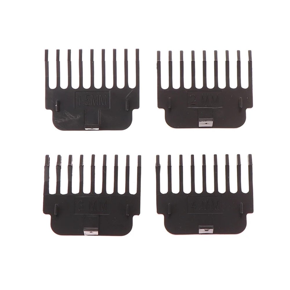 2/4Pcs Hair Clipper Guards Guide Combs Kit Trimmer Cutting Guides Styling Tools Attachment Compatible 1.5Mm 2Mm 3Mm 4Mm 6Mm 9Mm Easy Install(4PCS Black)