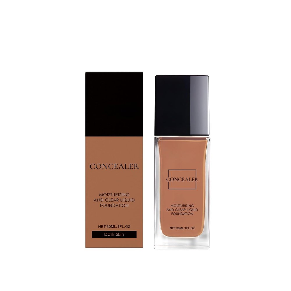 Foundation Concealer Cover Cream Liquid Base Flawless Full Coverage Matte 2 in 1 Concealer liquid Foundation Makeup Moisturizing Fluid for All Skin (Nude)