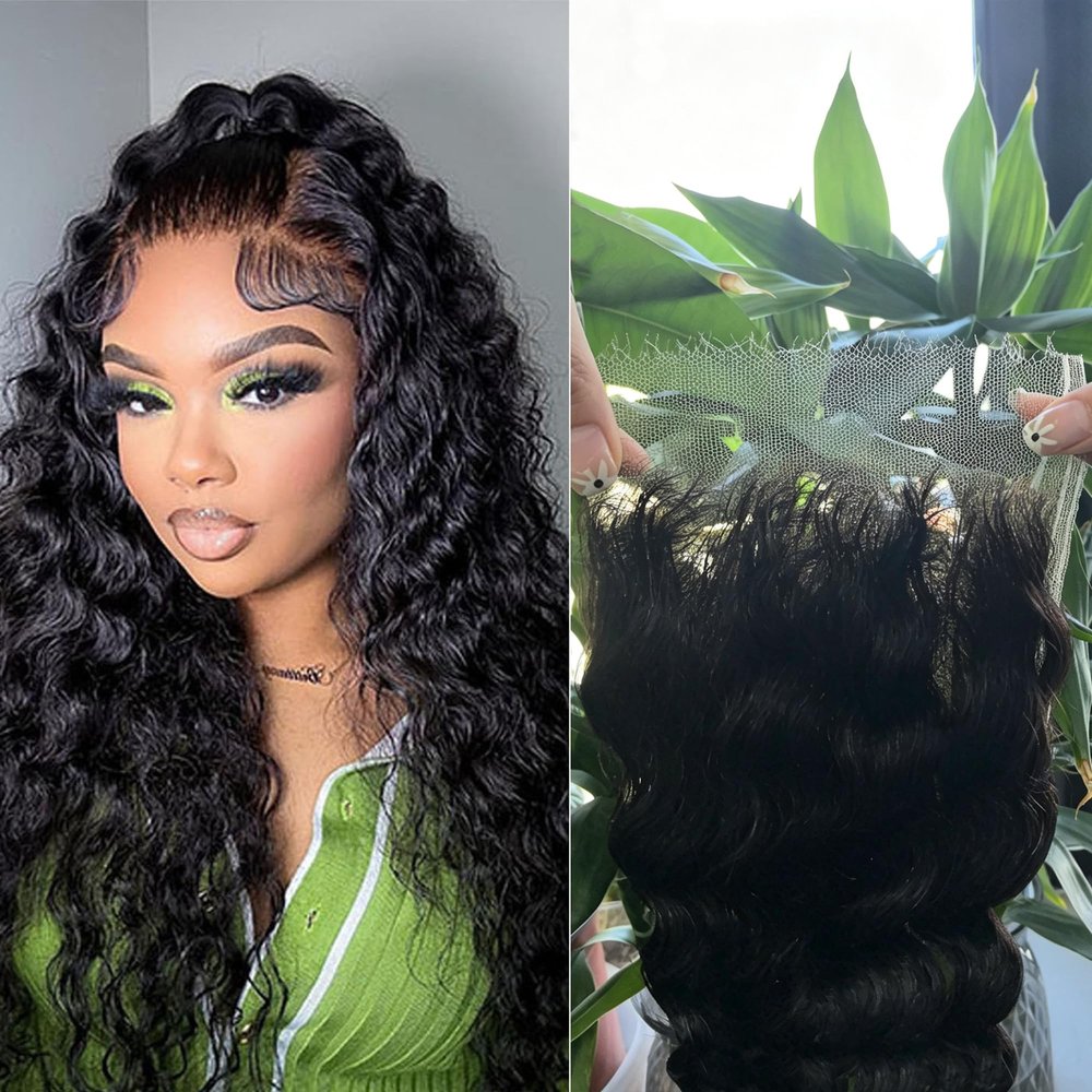 5x5 Skinlike Real HD Lace Closure Deep Wave 100% Human Hair Invisible HD Lace Closure Pre-plucked with Natural Hairline Small Single Knots Natural Black 24 Inch
