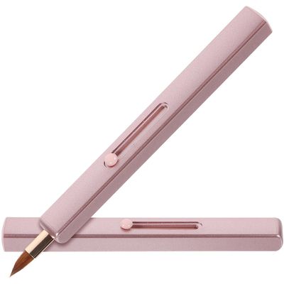 ABOOFAN 2pcs Retractable Lip Makeup Brushes with Protective Cap Small Portable Lipstick and Lip Gloss Applicators for Precise Application Comfortable Grip Elegant Pink Design for Women