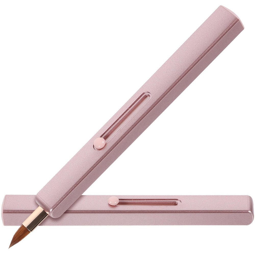 ABOOFAN 2pcs Retractable Lip Makeup Brushes with Protective Cap Small Portable Lipstick and Lip Gloss Applicators for Precise Application Comfortable Grip Elegant Pink Design for Women