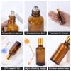 Segbeauty 1.7oz Thick Glass Amber Roller Bottles for Essential Oils, 5pcs Travel Roll On Perfume Bottles, 50ml Refillable Roller Ball Applicator for Eye Essence, Empty Rollerball Bottle for Castor Oil view 2