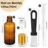 Segbeauty 1.7oz Thick Glass Amber Roller Bottles for Essential Oils, 5pcs Travel Roll On Perfume Bottles, 50ml Refillable Roller Ball Applicator for Eye Essence, Empty Rollerball Bottle for Castor Oil view 3