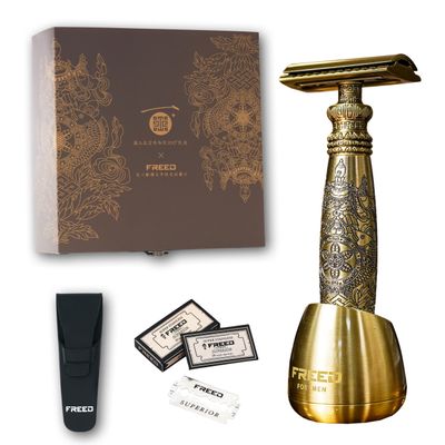 FREED  National palace museum 100th anniversary limited edition hand-engraved antique-bronze double-edge safety razor  collectible gift set