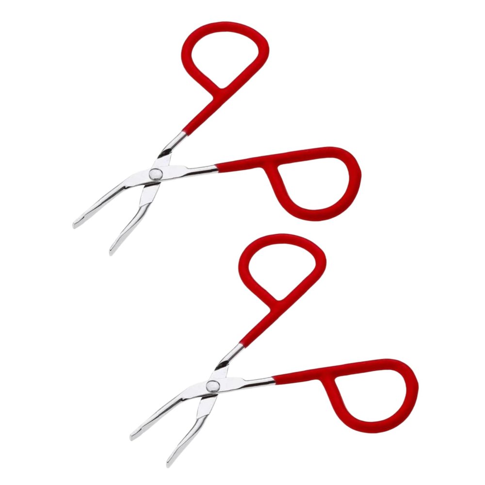 2Pcs Red yebrow Tweezer Stainless Steel Scissors Shaped Tweezers Slant Tip Tweezers Clip Hair Tweezer Beauty Tool for Women Girl Shave and Hair Removal