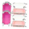 4pcs Mini Makeup Containers Eyelash Extension Storage Case with Retractable Handle Travel Luggage Design Clear Plastic Makeup Organizer for False Eyelashes and Cosmetic Tools view 1