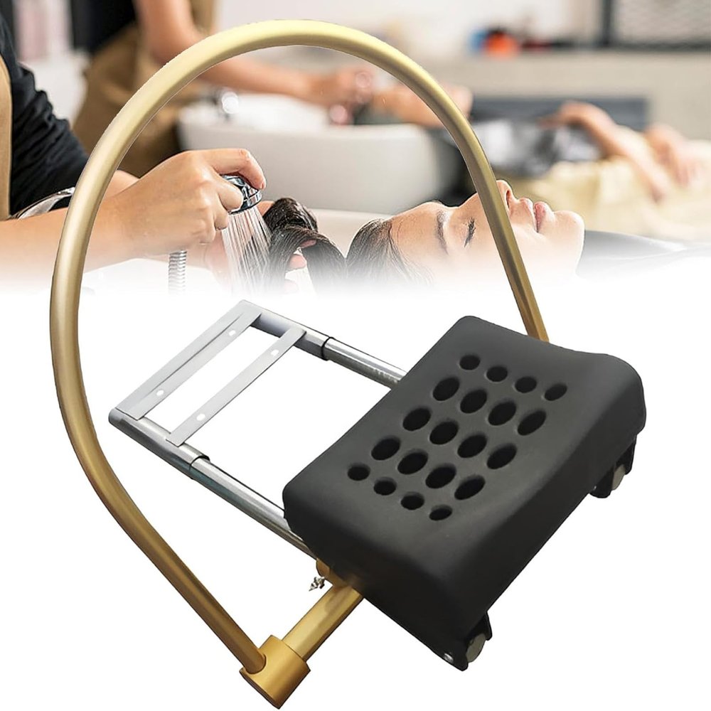 CAOJS Water Circulation Rack with Pillow Kit, Head Hair Salon Water Circulation Rack, Stainless Steel Telescopic Bracket & Adjustable Metal Fixing, Comfortable Durable & User-Friendly,for Home