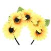 FESTFENDS Boho Sunflower Crowns for Women Daisy Floral Headband Lightweight Simulation Hairband for Festival Seaside Yellow view 1