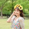 FESTFENDS Boho Sunflower Crowns for Women Daisy Floral Headband Lightweight Simulation Hairband for Festival Seaside Yellow view 3