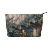 GDSHJKLW Corduroy Makeup Bag Cosmetic Bag For Women Girls,Large Capacity Portable Toiletry Pounch With Zipper, Leaves Floral On Rustic Wood Aesthetic Women Handbags Purses Travel Make Up Organizer