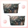 GDSHJKLW Corduroy Makeup Bag Cosmetic Bag For Women Girls,Large Capacity Portable Toiletry Pounch With Zipper, Leaves Floral On Rustic Wood Aesthetic Women Handbags Purses Travel Make Up Organizer view 3