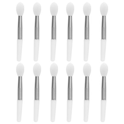 FONDOTIN 12pcs Silicone Lip Mask Brush Set Transparent White Handle Portable Mini Lipstick Applicator for Women Makeup Compact Cosmetic Tool