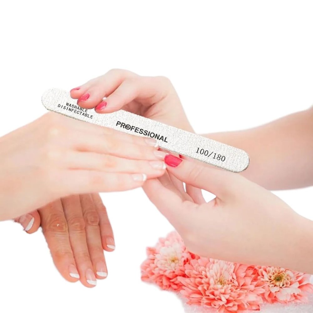 100pcs Wooden Nail Files 100/180 Grit Double Sided Emery Boards Professional Manicure Pedicure Buffer Set for Acrylic and Natural Nails Washable Reusable Sanding Tools for Salon or Home Use