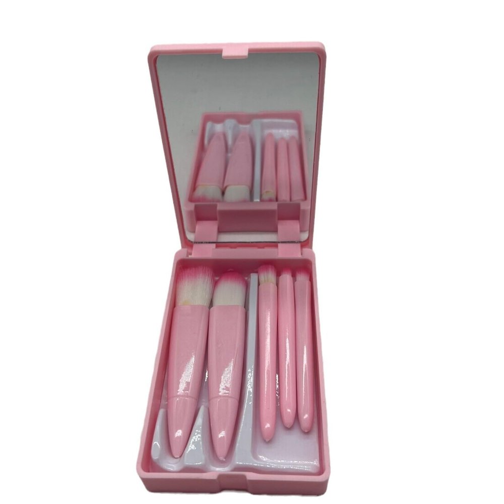 5 Makeup Brush Set Portable with Mirror