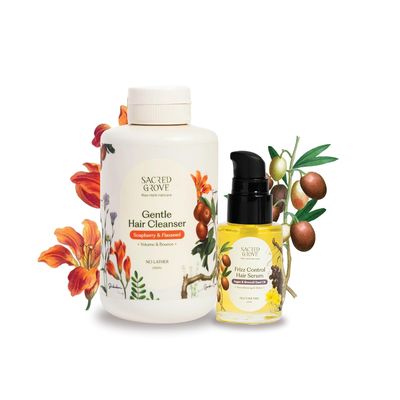 BEMT Gentle Herbal Hair Cleanser & Hair Serum Combo  Reetha, Argan, Shikakai & Flaxseed Shampoo 250ml + Lightweight Hair Serum 30ml  Paraben & Sulphate-Free, Silicone-Free, All Hair Types