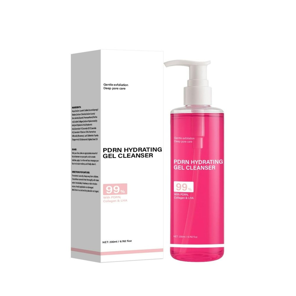 DHUANHABO PDRN Hydrating Gel Cleanser 200ml, 3-in1 Makeup Remover & Daily Face Wash, with Panthenol & Ceramide for Damaged Skin Barrier, Gentle Cleansing for Sensitive Skin, 200ml