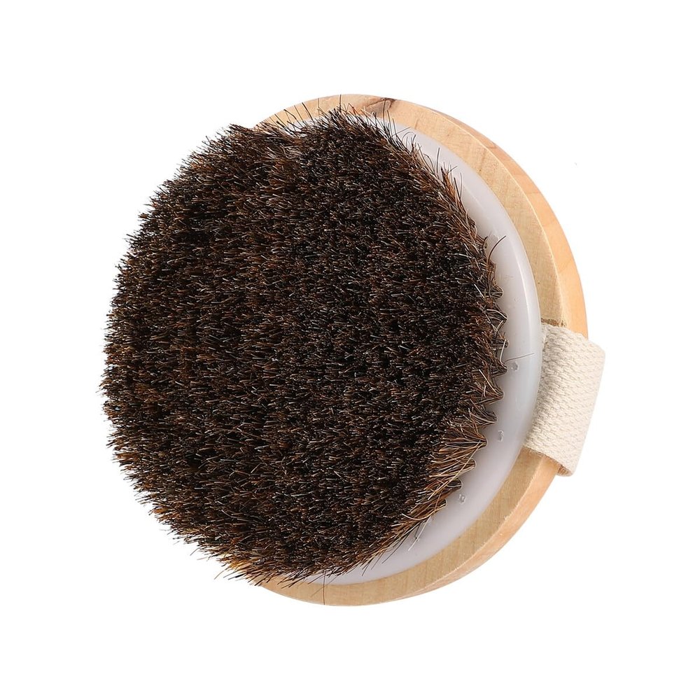 IWOWHERO Wooden Body Brush Firm Exfoliating Body Scrubber for Bath and Spa Cushion Massage Brush for Dry and Wet Brushing Revitalizing Stress Relief and Circulation Improvement