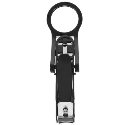 Magnifying Glass Nail Clippers Black Stainless Steel, Portable for Seniors
