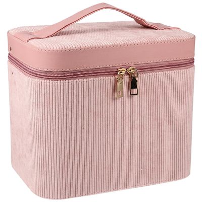 DRESSOOS Dual-layer Women Cosmetic Bag with Mirror Large Capacity Travel Makeup Case Organizer Lightweight Toiletry Storage for Lipstick Skincare and Daily Essentials