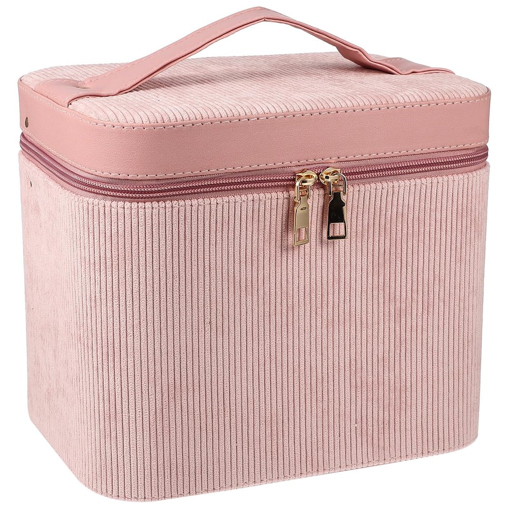 DRESSOOS Dual-layer Women Cosmetic Bag with Mirror Large Capacity Travel Makeup Case Organizer Lightweight Toiletry Storage for Lipstick Skincare and Daily Essentials