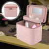 DRESSOOS Dual-layer Women Cosmetic Bag with Mirror Large Capacity Travel Makeup Case Organizer Lightweight Toiletry Storage for Lipstick Skincare and Daily Essentials view 4
