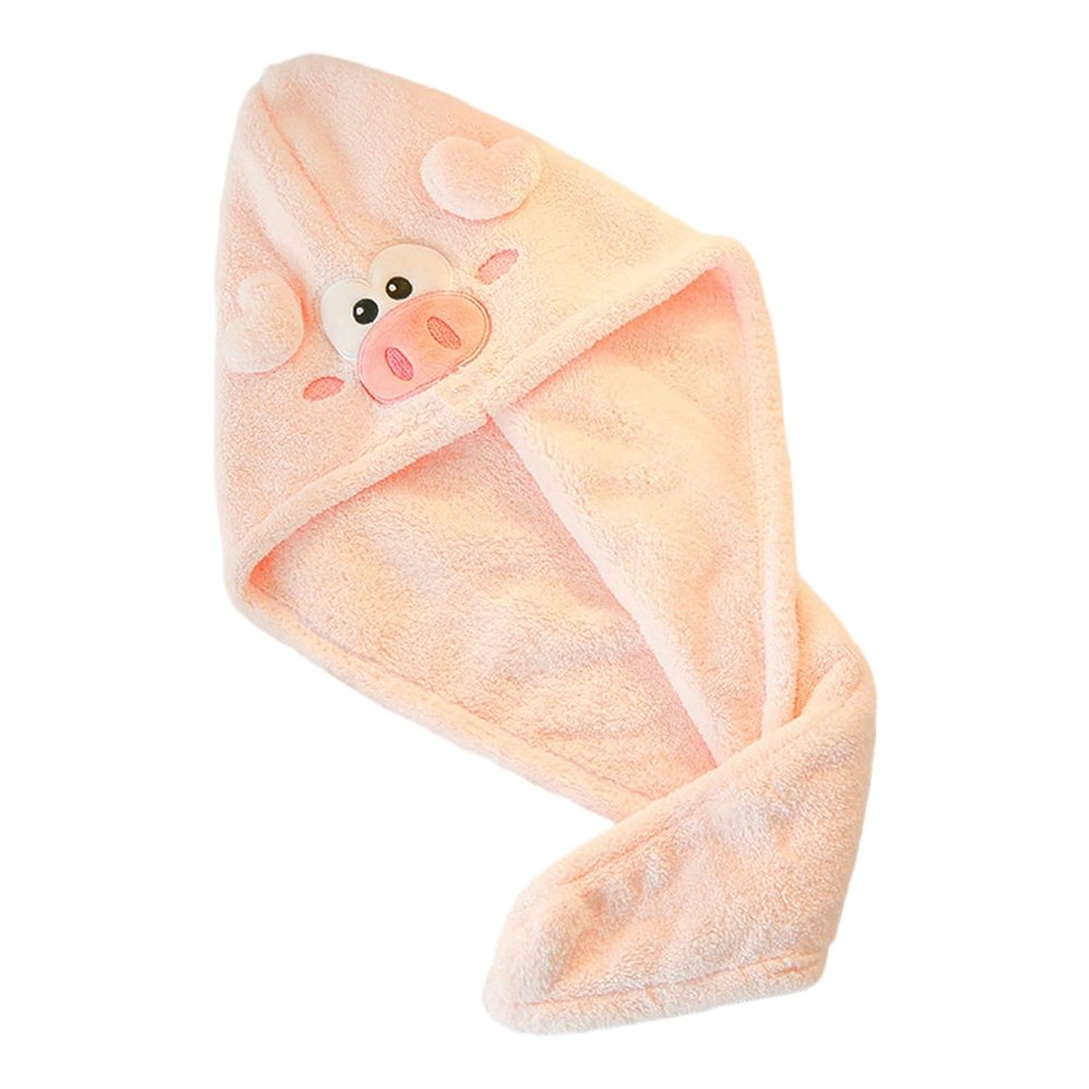 Bath Accessories High Absorbency Cartoon Hair Towel Wrap Fast Drying Microfiber Towel with Button for Wet Nonslip Wrap for Women
