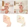 Bath Accessories High Absorbency Cartoon Hair Towel Wrap Fast Drying Microfiber Towel with Button for Wet Nonslip Wrap for Women view 2