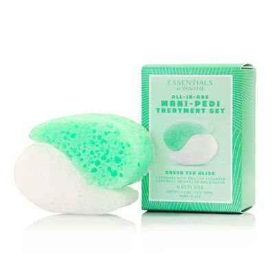Spongell Essentials Green Tea Bliss Mani/Pedi Buffer | Exfoliating Foot & Nail Scrub | Cleanse, Exfoliate, and Nourish in one easy step | Cruelty-Free, Vegan, Dermatologist-Tested, Made in USA
