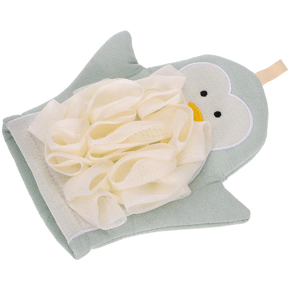OSOLADY Thickened Blue Bath Glove Dual-sided Exfoliating Scrubbing Mitt for Adults and Body Scrubber for Refreshing Bath and Skin Cleansing