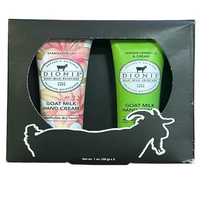 Dionis Goat Milk Hand Cream Duo Pack, Stargazer Lily and Lemon Verbana & Cream