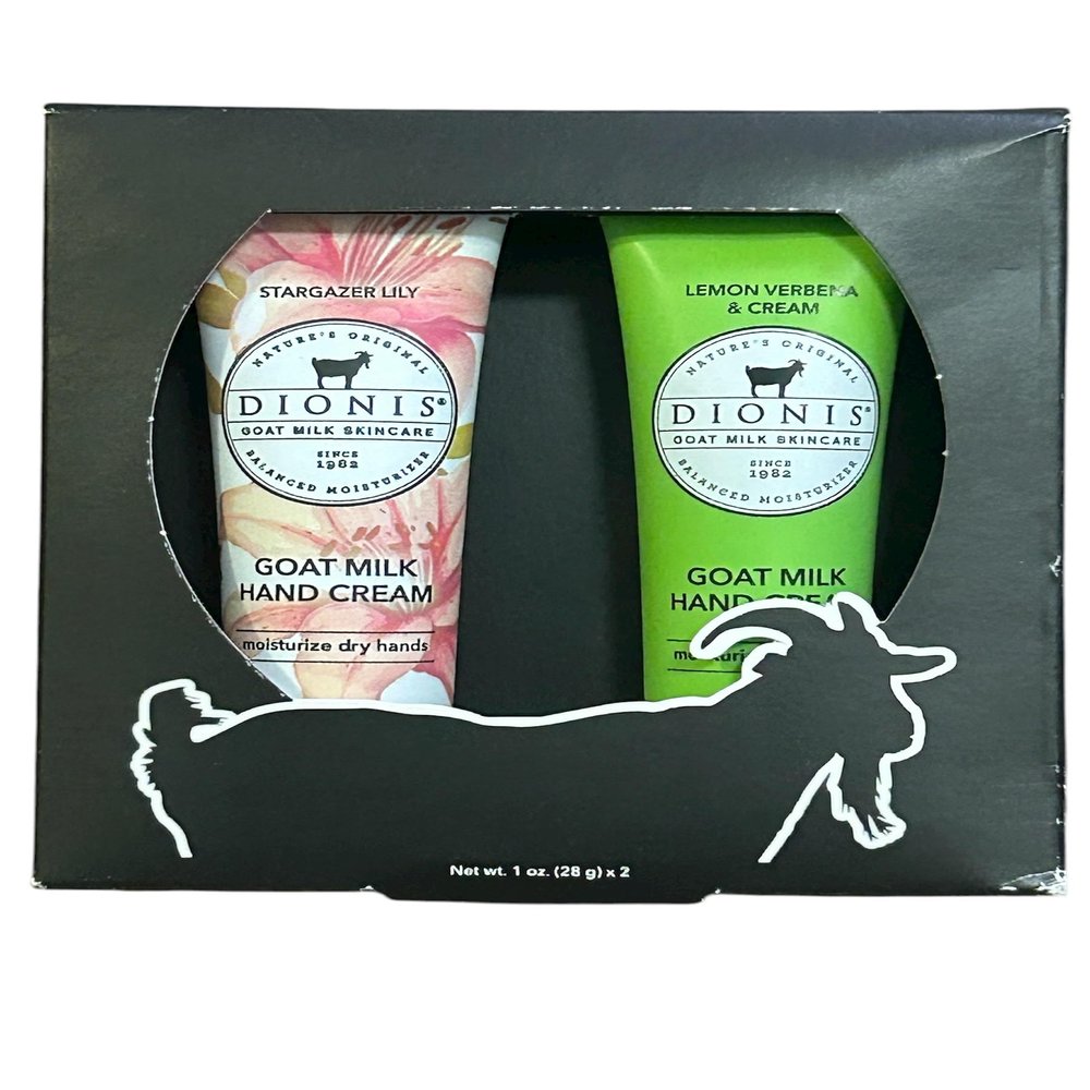 Dionis Goat Milk Hand Cream Duo Pack, Stargazer Lily and Lemon Verbana & Cream