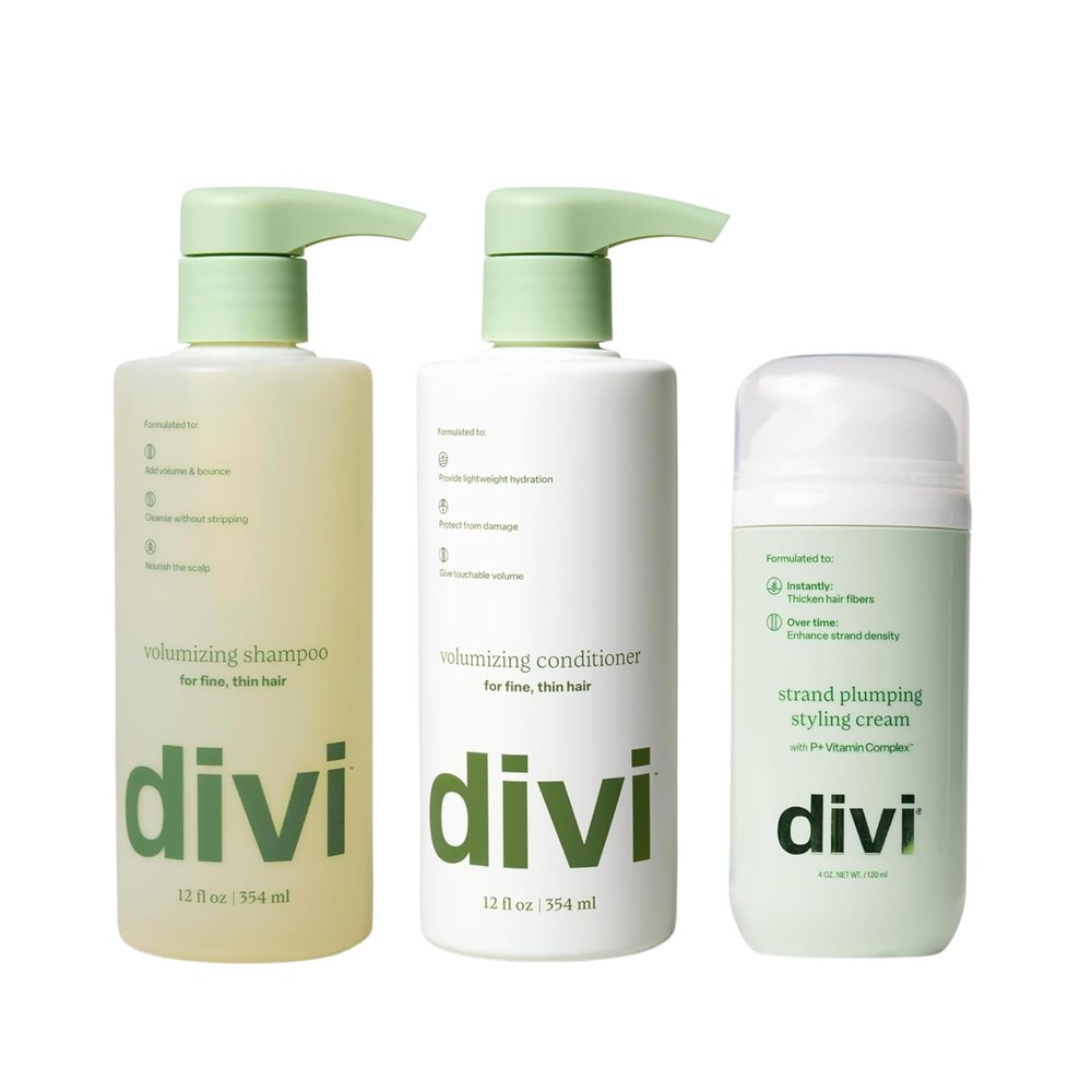 Divi Major Volume Bundle  Includes Volumizing Shampoo, Conditioner & Strand Plumper  Boosts Lift, Fullness & Body for Fine or Thinning Hair, 3 Piece Set