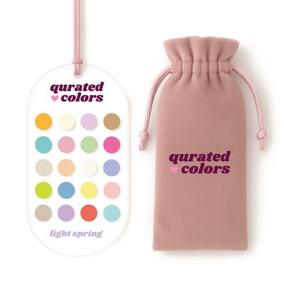 Seasonal Color Analysis Swatch Card - 12 Subseason Options on Acrylic Card with Velvet Pouch (Light Spring)