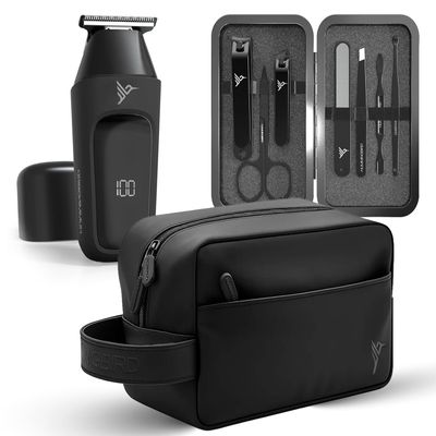 HUMMINGBIRD Jetset Bundle Includes MK1 Compact Trimmer, Recon 7 Piece Nail Grooming Kit, and Jetpack Toiletry Bag
