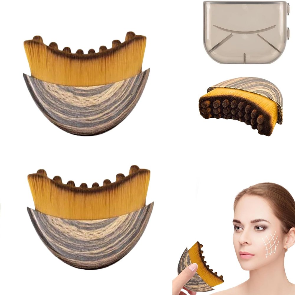 2025 New Lymphatic Contour Face Brush, Contour Face Brush for Lymphatic Drainage, Ergonomically Designed to Fit The Skin Precisely(2PCS)