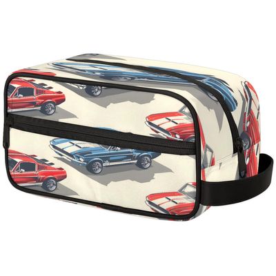 Adornori American Racing Car Travel Toiletry Bag for Women Waterproof Makeup Cosmetic Organizer Case Travel Essentials