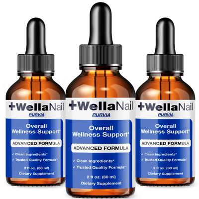 (3 Pack) WellaNail Drops, Wella Nail Care Liquid Supplement Advanced Maximum Extra Strength Formula, Toenail Hydration Premium Natural Ingredients Foot & Cuticle Support for Healthy Appearance (6oz)