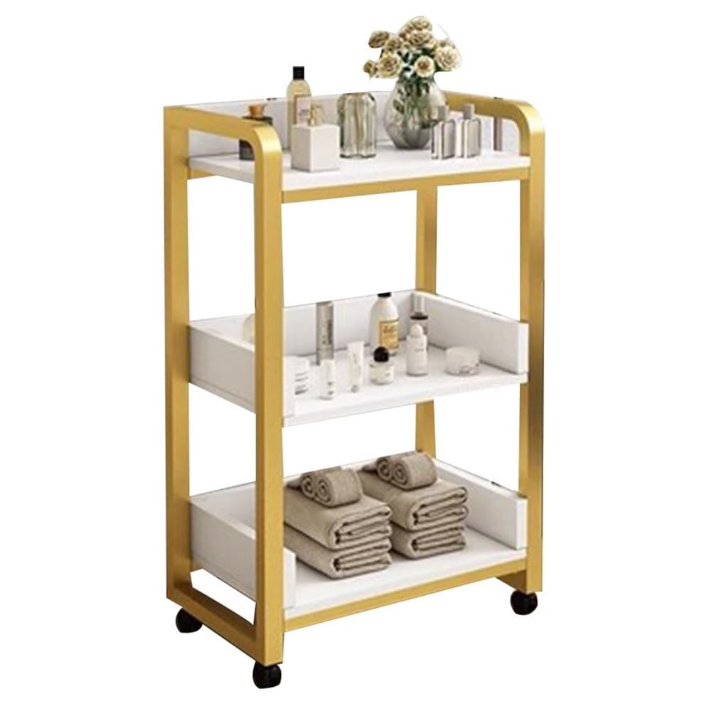 HXYONGN Mobile Salon Trolley with Drawers Barber Storage Cart Beauty Cabinet Spa Equipment on Wheels White-Gold 80x44x34cm Professional Hairdresser Supplies(White-gold-a-80x44x34cm)