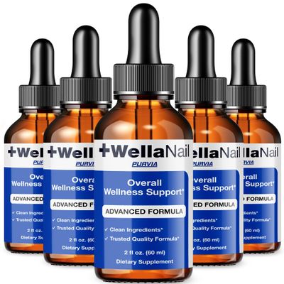 (5 Pack) WellaNail Drops, Wella Nail Care Liquid Supplement Advanced Maximum Extra Strength Formula, Toenail Hydration Premium Natural Ingredients Foot & Cuticle Support for Healthy Appearance (10oz)