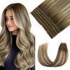 Pinkpearl Invisible Tape in Hair Extensions Human Hair, 20pcs 18inch 50g #3/8/22 Balayage Walnut Brown to Ash Brown and Golden Blonde Injection Tape in Extensions Real Remy Human Hair Injected view 1