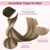 Pinkpearl Invisible Tape in Hair Extensions Human Hair, 20pcs 18inch 50g #3/8/22 Balayage Walnut Brown to Ash Brown and Golden Blonde Injection Tape in Extensions Real Remy Human Hair Injected view 3