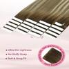 Pinkpearl Invisible Tape in Hair Extensions Human Hair, 20pcs 18inch 50g #3/8/22 Balayage Walnut Brown to Ash Brown and Golden Blonde Injection Tape in Extensions Real Remy Human Hair Injected view 4
