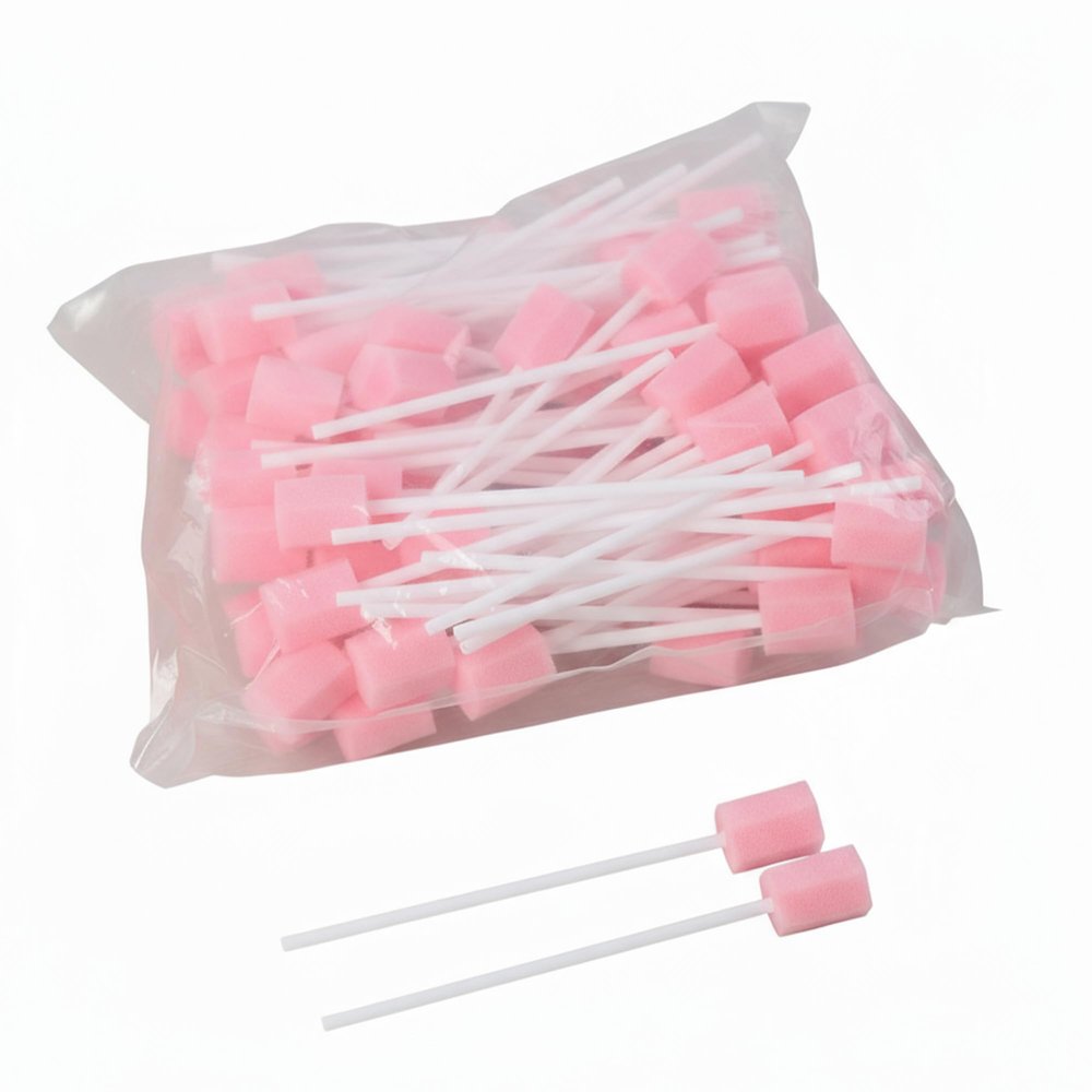 100PCS Disposable Oral Cleaning Sponge Swabs: Tooth Cleaning Sponge Swab for Oral Care, Oral Swabs Hexagon Mouth Sponges (Pink)