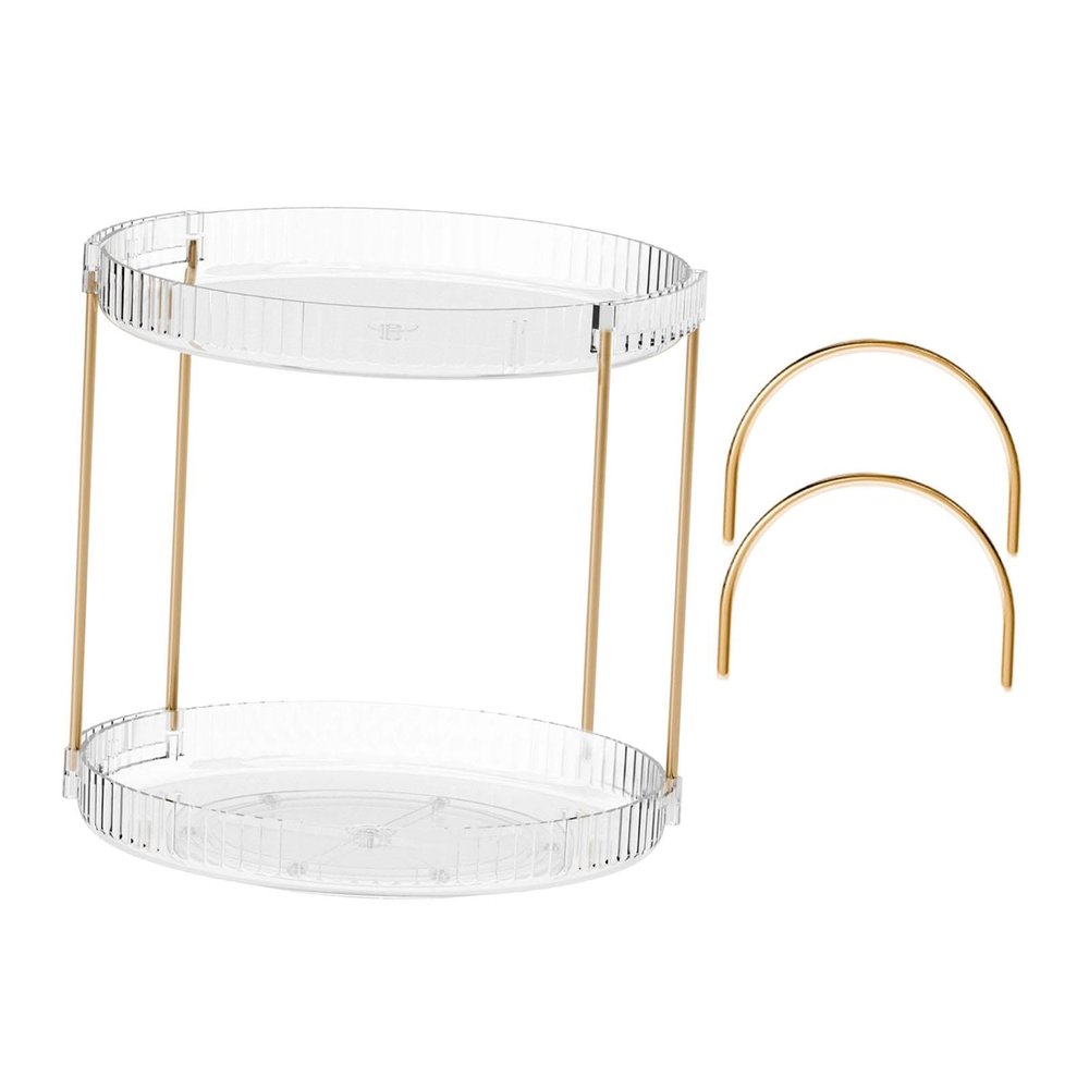  360 Rotating Makeup Organizer Rotating Spice Shelf, Multi Function Perfume Skincare Organizer for Bedroom, Bathroom, 2 tier