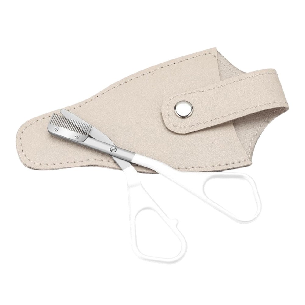 GIFZES Eyebrow Trimming Scissors, Stainless Steel Scissors with Comb Non-slip Precision Grooming Tool, Travel-friendly Brow Hair Removal Accessory Ergonomic Handle 11.7cm Length White 2