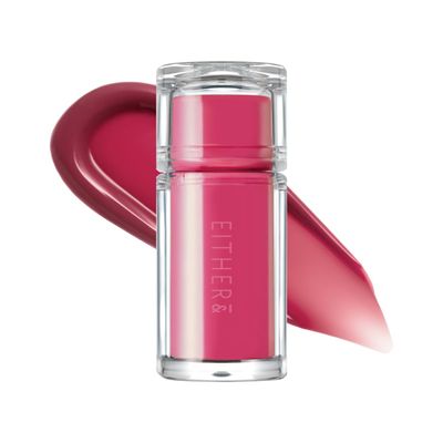 EITHER& Dewy Syrup Tint 08  Cherrology | Vibrant & Fresh Color Lip Tint, All-Day Juicy Glow, Smudge-Proof, Hydrating, Long-Lasting, Non-Sticky Formula (4.3g)