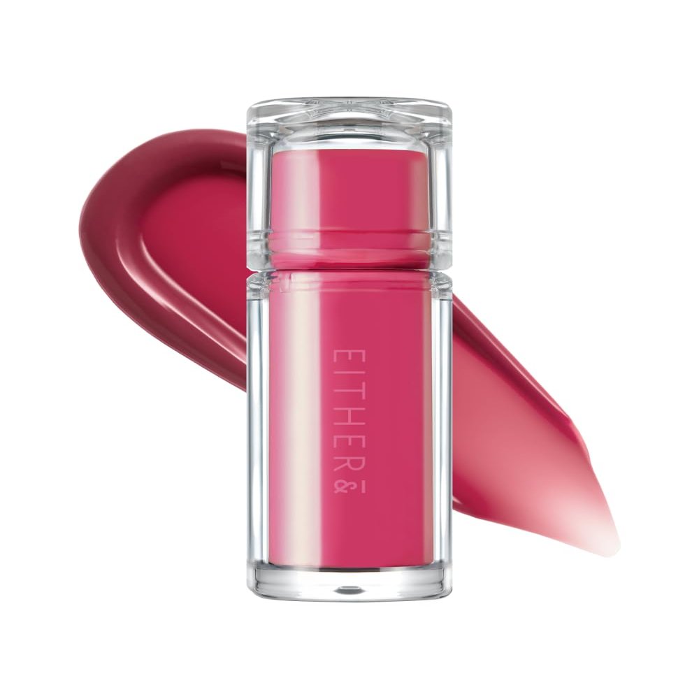 EITHER& Dewy Syrup Tint 08  Cherrology | Vibrant & Fresh Color Lip Tint, All-Day Juicy Glow, Smudge-Proof, Hydrating, Long-Lasting, Non-Sticky Formula (4.3g)